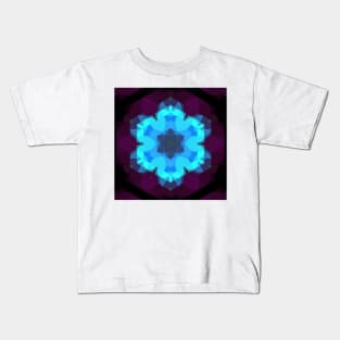 Retro Mandala Flower Blue and Purple Kids T-Shirt